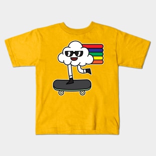 Cool Cloud Riding A Skateboard Kids T-Shirt